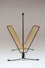 Vintage French Modern Yellow and Black Wire Magazine Rack - Image 5