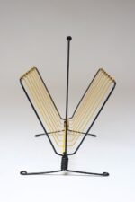 Vintage French Modern Yellow and Black Wire Magazine Rack - Image 4