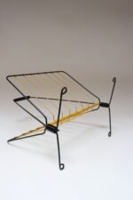 Vintage French Modern Yellow and Black Wire Magazine Rack - Image 9