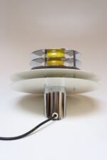 Vintage Italian Oblique Asymmetrical "Disk" Table Lamp in Chrome and Metal - Image 7