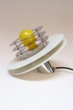 Vintage Italian Oblique Asymmetrical "Disk" Table Lamp in Chrome and Metal - Image 3