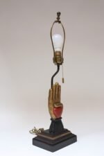 Vintage Folk Art-Style Carved Fraternal Odd Fellows Heart in Hand Table Lamp - Image 3