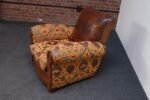 French Deco Club Chair in Leather and Anatolian Turkish Kilim Upholstery - Image 11