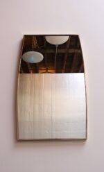 Vintage Italian Large Brass Rectangular Wall Mirror in the Manner of Gio Ponti - Image 2