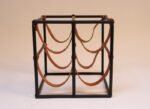 Vintage Arthur Umanoff Iron and Leather Four-Bottle Wine Rack - Image 9