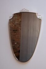 Brass Italian Modern Mirror with Coronet and Scroll Decoration after Gio Ponti - Image 3
