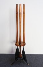 Mid-Century Modern Walnut and Brass Fireplace Tool Set in the Manner of Umanoff - Image 2