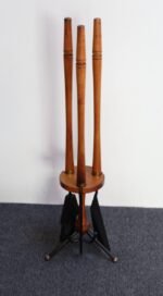 Mid-Century Modern Walnut and Brass Fireplace Tool Set in the Manner of Umanoff - Image 3