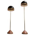 Set of Two "Febo" Floor Lamps in Glass and Marble by Roberto Pamio for Leucos