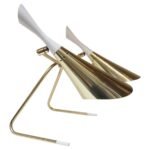 Mid-Century Brass and Painted Metal Twin Shade Table Lamp Attributed to Laurel