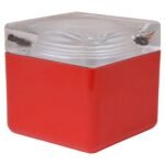 Vintage Italian Red Plastic and Glass Cube Lamp Attributed to Lamperti Robbiate