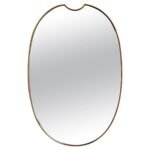 Vintage Italian Patinated Brass Framed Incurved Wall Mirror