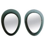 Pair of Vintage Italian Green Glass Teardrop Form Wall Mirrors by Cristal Arte