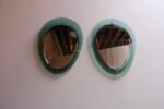 Pair of Vintage Italian Green Glass Teardrop Form Wall Mirrors by Cristal Arte - Image 4
