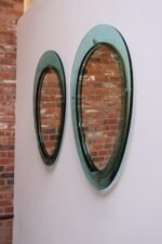 Pair of Vintage Italian Green Glass Teardrop Form Wall Mirrors by Cristal Arte - Image 7