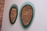 Pair of Vintage Italian Green Glass Teardrop Form Wall Mirrors by Cristal Arte - Image 6