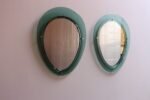 Pair of Vintage Italian Green Glass Teardrop Form Wall Mirrors by Cristal Arte - Image 2