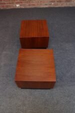 Pair of Midcentury Walnut Plinth Base Side Tables Attributed to Adrian Pearsall - Image 4