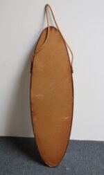 Vintage Italian Oval Walnut Wall Mirror with Original Rope Strap - Image 9