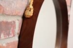 Italian Modernist Round Walnut Wall Mirror with Rope Strap and Brass Accents - Image 16