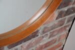 Vintage Italian Round Maple Wall Mirror with Original Leather Strap - Image 17