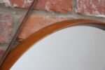 Vintage Italian Round Maple Wall Mirror with Original Leather Strap - Image 16