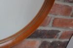 Vintage Italian Round Maple Wall Mirror with Original Leather Strap - Image 13