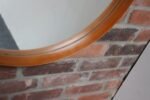 Vintage Italian Round Maple Wall Mirror with Original Leather Strap - Image 14