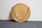 Vintage Italian Round Maple Wall Mirror with Original Leather Strap - Image 7