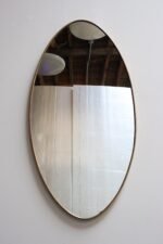 Italian Modern Oval Wall Mirror with Brass Frame after Gio Ponti - Image 3