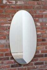 Vintage Italian Elliptical Wall Mirror with Brass Frame after Gio Ponti - Image 4