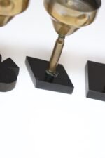 Set of Seven Vintage Trench Art Brass Goblets with Bakelite Card Suit Bases - Image 35