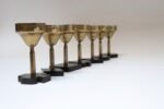 Set of Seven Vintage Trench Art Brass Goblets with Bakelite Card Suit Bases - Image 9