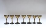 Set of Seven Vintage Trench Art Brass Goblets with Bakelite Card Suit Bases - Image 11