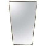Italian Modern Contour Wall Mirror with Beaded Brass Frame after Gio Ponti