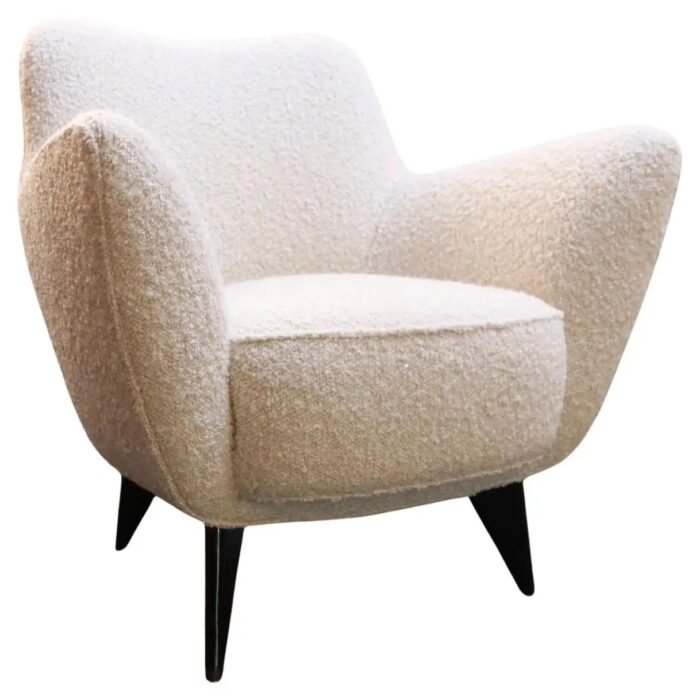 Italian Modernist “Perla” Armchair in Bouclé by Giulia Veronesi for ISA Bergamo