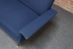 Vintage Italian Modernist Sculptural Sofa in Blue Tweed with Brass Tapered Legs - Image 17