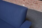 Vintage Italian Modernist Sculptural Sofa in Blue Tweed with Brass Tapered Legs - Image 27