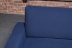 Vintage Italian Modernist Sculptural Sofa in Blue Tweed with Brass Tapered Legs - Image 25