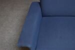 Vintage Italian Modernist Sculptural Sofa in Blue Tweed with Brass Tapered Legs - Image 19
