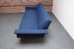 Vintage Italian Modernist Sculptural Sofa in Blue Tweed with Brass Tapered Legs - Image 14