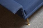 Vintage Italian Modernist Sculptural Sofa in Blue Tweed with Brass Tapered Legs - Image 21