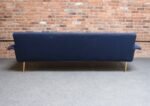 Vintage Italian Modernist Sculptural Sofa in Blue Tweed with Brass Tapered Legs - Image 15