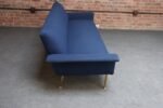 Vintage Italian Modernist Sculptural Sofa in Blue Tweed with Brass Tapered Legs - Image 9