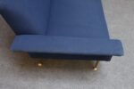 Vintage Italian Modernist Sculptural Sofa in Blue Tweed with Brass Tapered Legs - Image 20