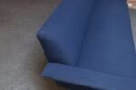 Vintage Italian Modernist Sculptural Sofa in Blue Tweed with Brass Tapered Legs - Image 22