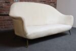 Vintage Italian Modern Curved Sofa on Brass Splayed Legs - Image 2