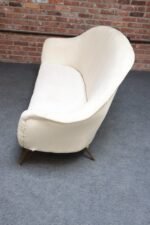 Vintage Italian Modern Curved Sofa on Brass Splayed Legs - Image 16