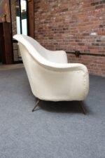 Vintage Italian Modern Curved Sofa on Brass Splayed Legs - Image 9