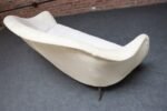 Vintage Italian Modern Curved Sofa on Brass Splayed Legs - Image 17